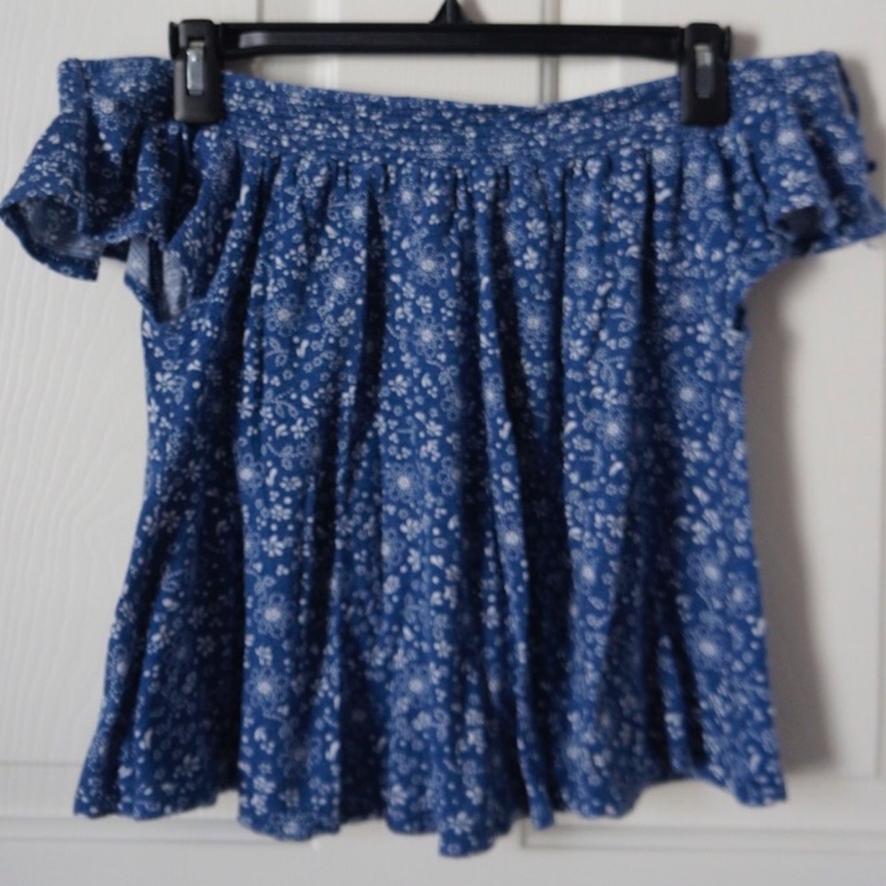 Blue Daisy Off The Shoulder Top